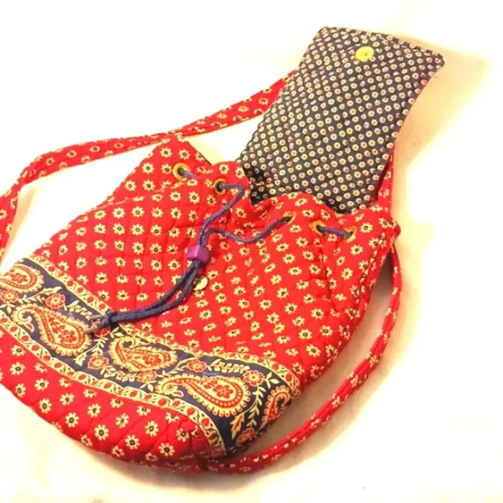 Vera Bradley‎ Backpack Red Paisley Boho Floral Quilted Cottage Hippie Festival